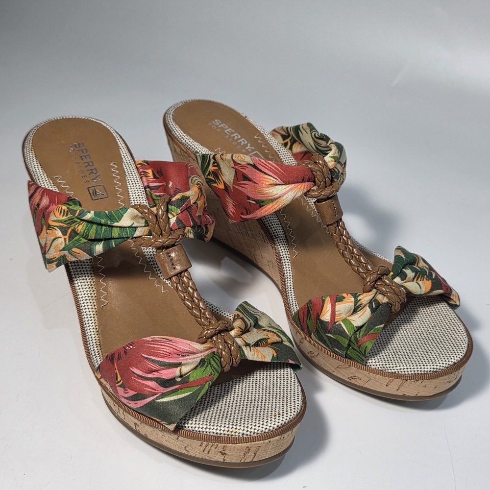 Sperry Top-Sider Cork Wedge‎ Heel Shoe Tropical Paradise 7.5M Resort Sandals